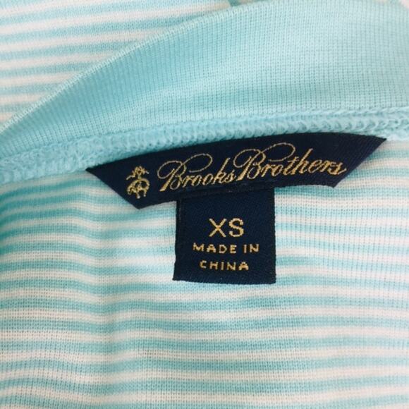 Brooks Brothers Aqua White Striped Top 100% Cotton XS - Picture 6 of 7